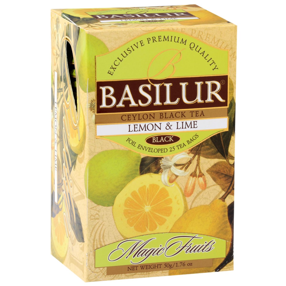 BASILUR Lemon Lime- Czarna herbata cejlońska z naturalnym aromatem cytryny i limonki, 25x2 g x1