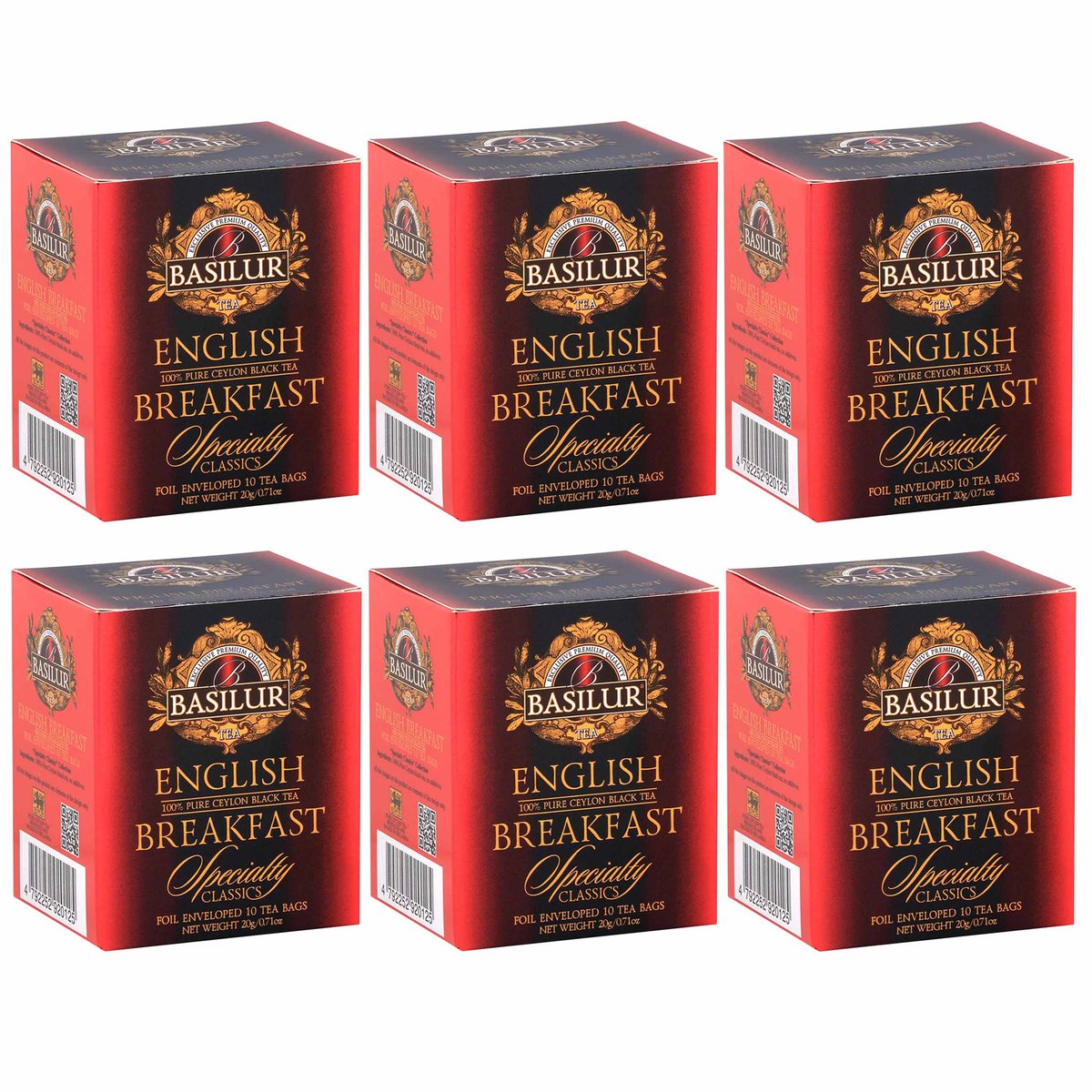 BASILUR English Breakfast- Herbata czarna w saszetkach, 10x2g x6