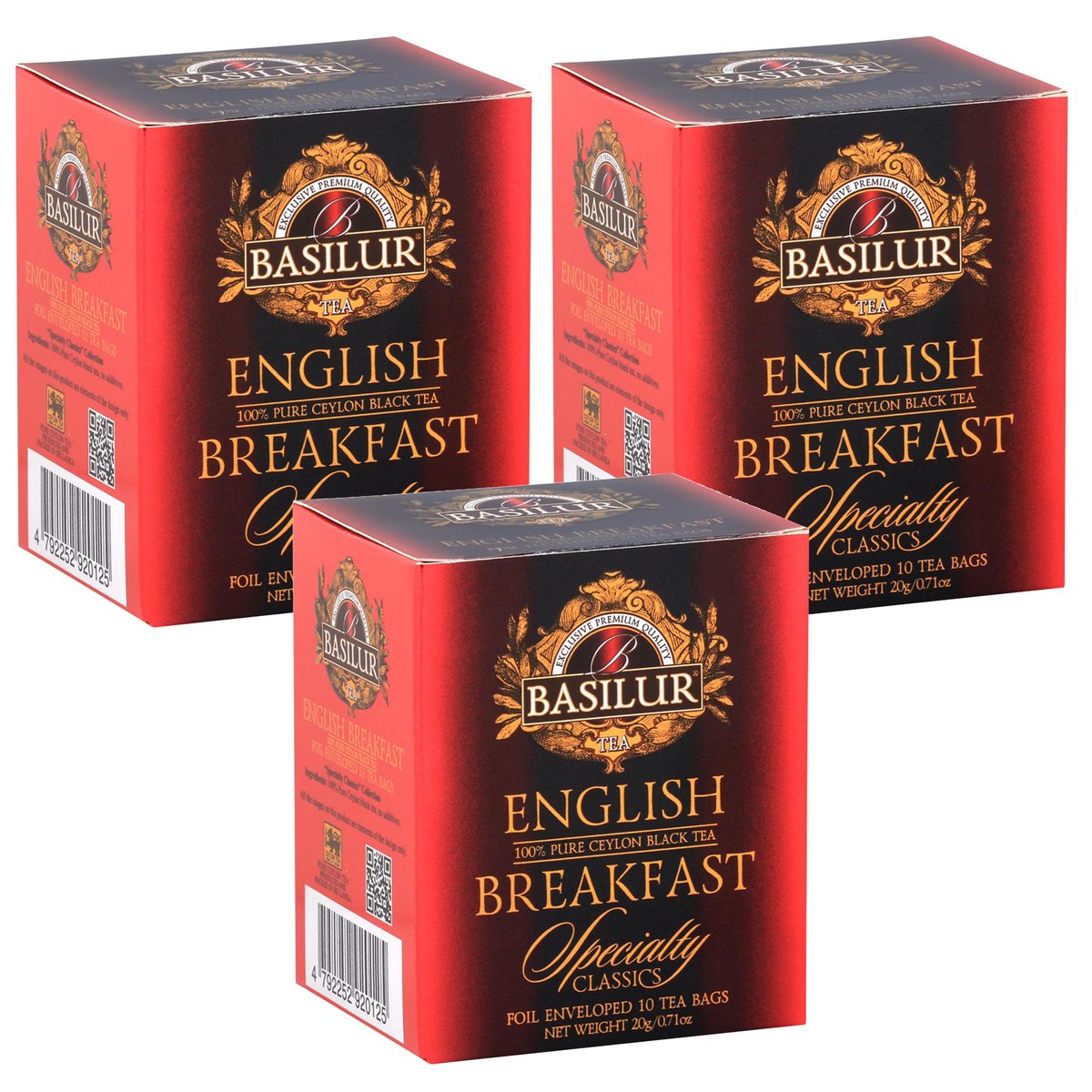 BASILUR English Breakfast- Herbata czarna w saszetkach, 10x2g x3