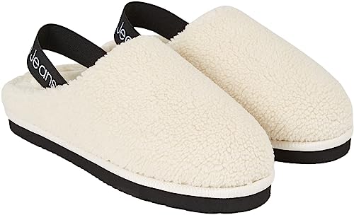 Calvin Klein Damskie kapcie domowe chodaki, Kremowy biały czarny, 38 EU