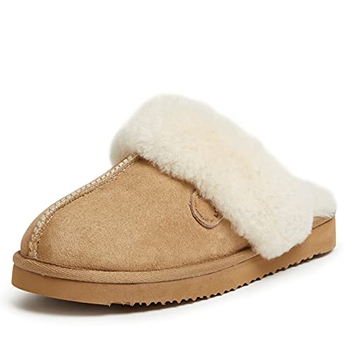 Dearfoams Damskie fireside wodoodporne nożyce Victoria Moc z wiązaniem kapcie, Piasek, 37 EU