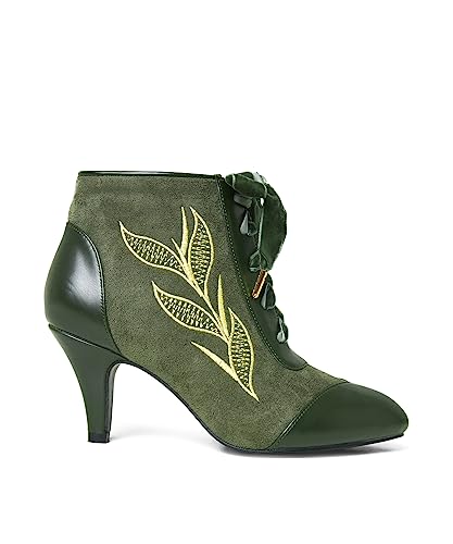 Joe Browns Damskie oliwkowe aksamitne haftowane botki, ciemnozielone, 40 EU, ciemnozielony, 7 UK Wide