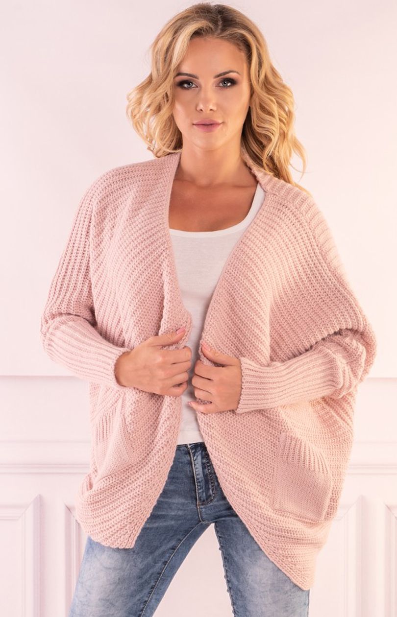 Monaren Powder sweter narzutka, Kolor pudrowy, Rozmiar one size, Merribel - Primodo.com