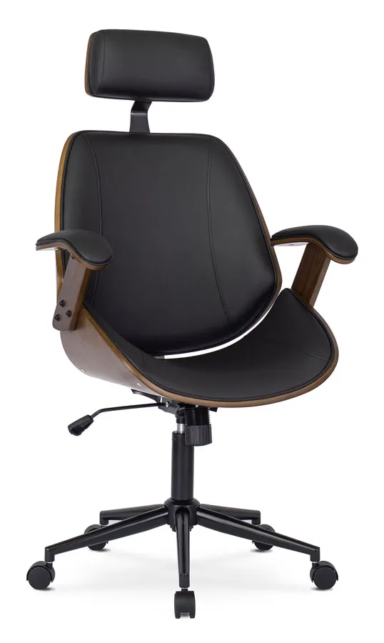 Elior Designerski fotel gabinetowy czarny + orzech N3-A42