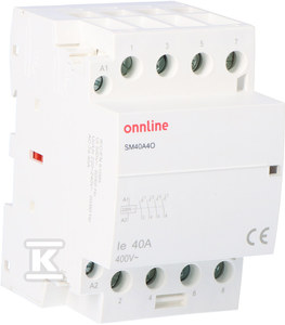 Stycznik modułowy styki 4NO I=40A napięcie cewki U=230V AC 3 moduły ONNLINE SM40A4O