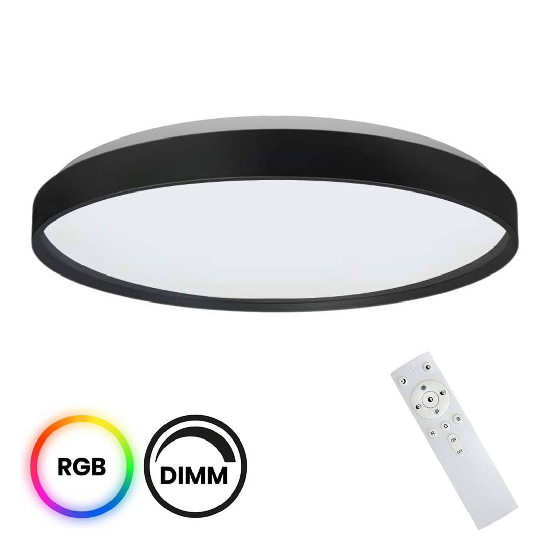 Plafoniera RINGO RGB 36W  Ø390 mm czarna zmieniająca kolory na pilota RGB+W ML9965 - Milagro