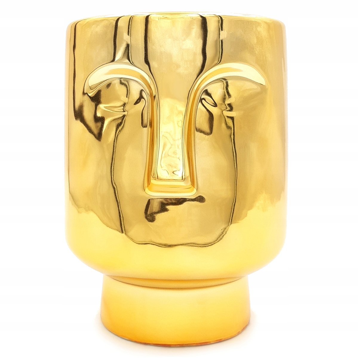 Osłonka doniczka złota głowa nowoczesna ceramiczna wazon 21 cm