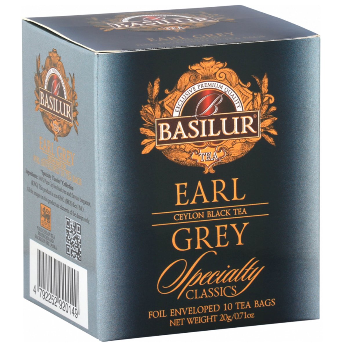 BASILUR Earl Grey- Czarna herbata cejlońska z olejkiem bergamotowym, w saszetkach, 10x2 g