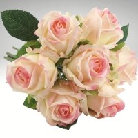 RÓŻA BUKIET róż kremowych gumowane  jak żywe 30 cm