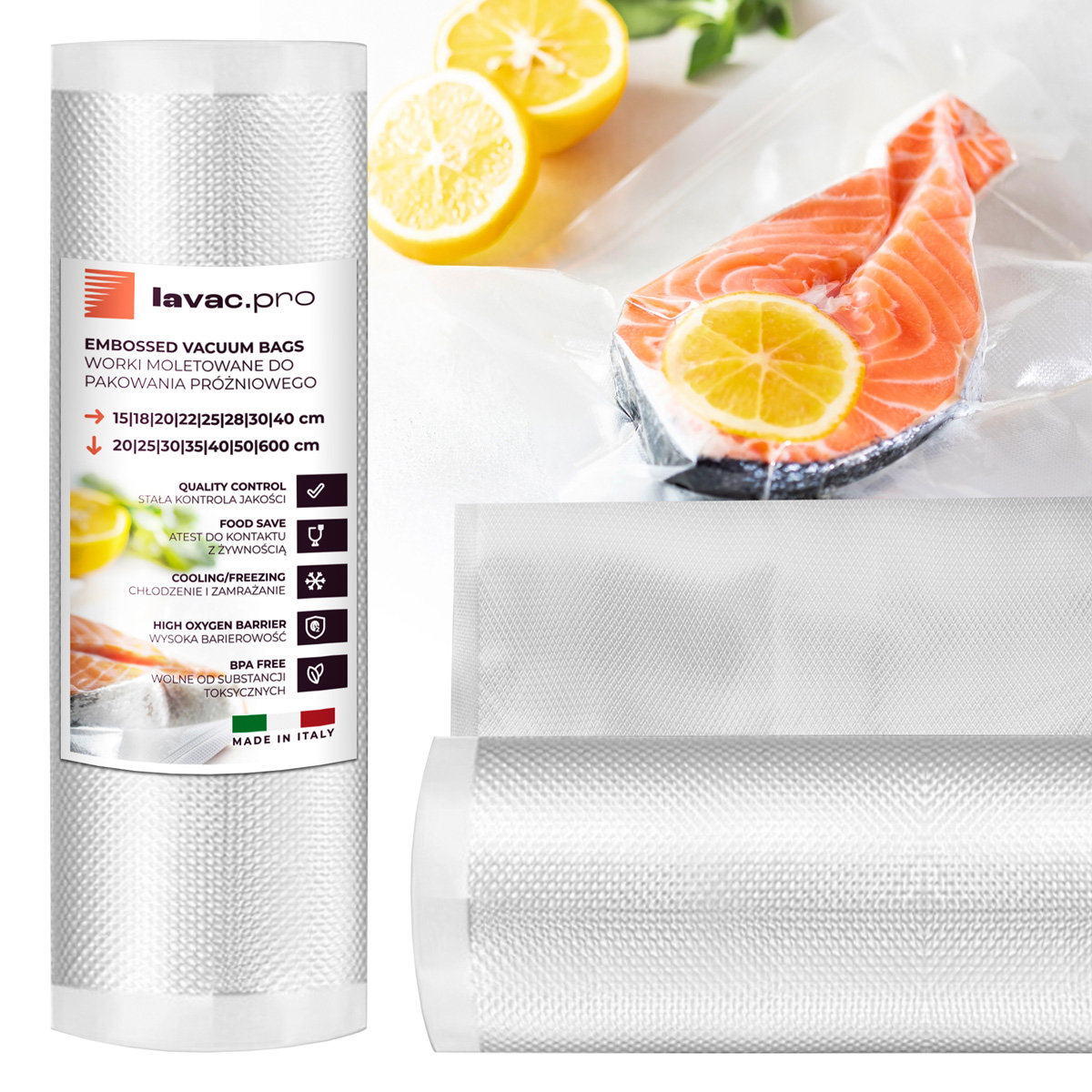 Folia moletowana do pakowania próżniowego 28x600cm 28cm rolka 6 metrów - zgrzewarki i pakowarki próżniowe