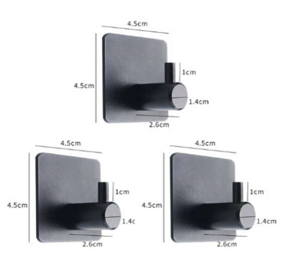 WIESZAK ŁAZIENKOWY komplet METALOWY Czarny 3szt