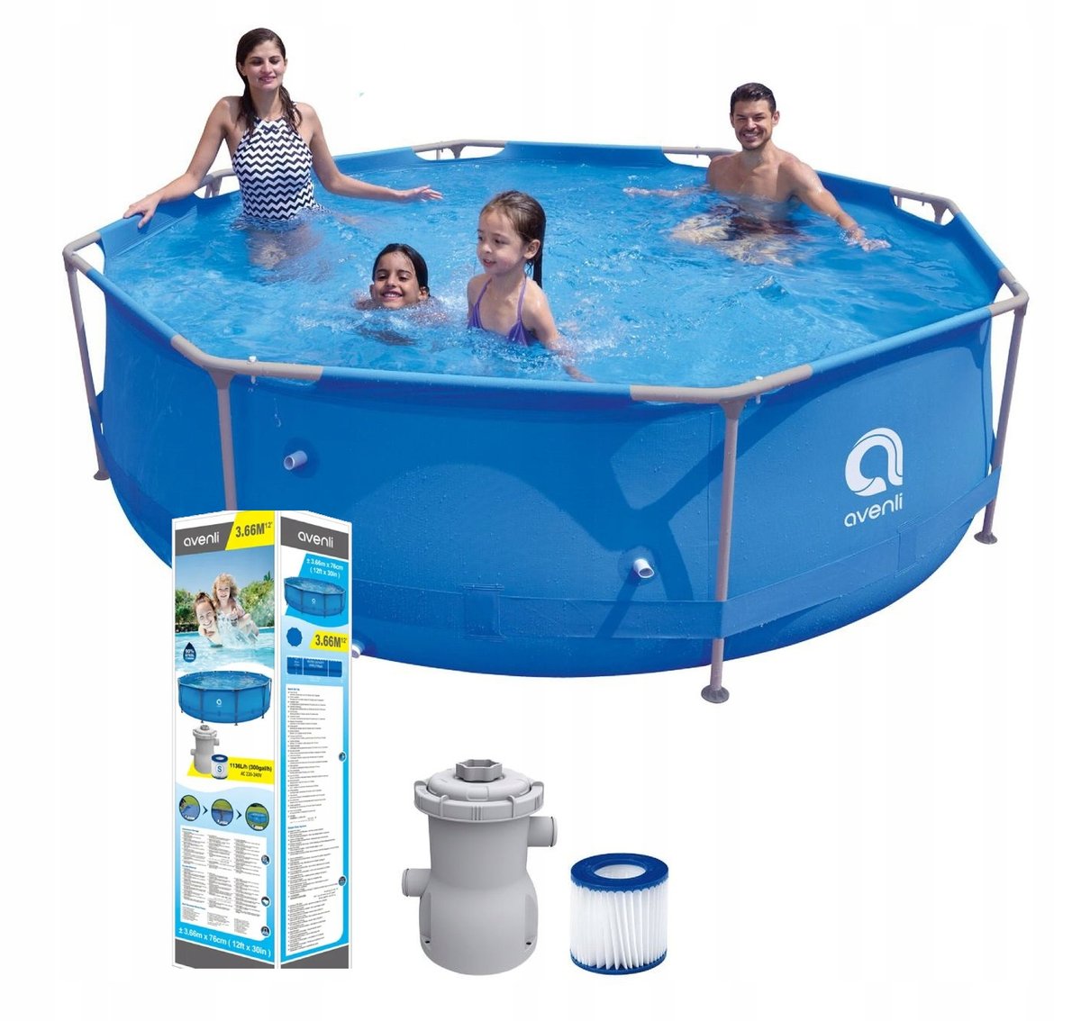 Basen ogrodowy, stelażowy, AVENLI, 300x76 cm