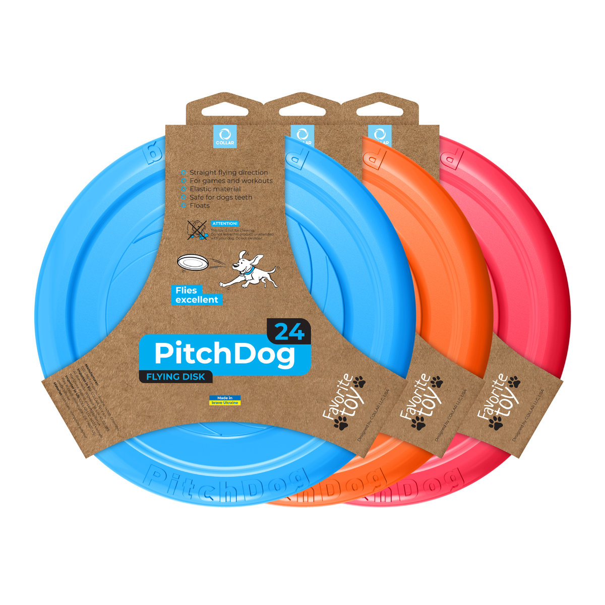 Interaktywna Zabawka - Latający Dysk  Frisbee Pitchdog, 24 Cm Pomarańczowy