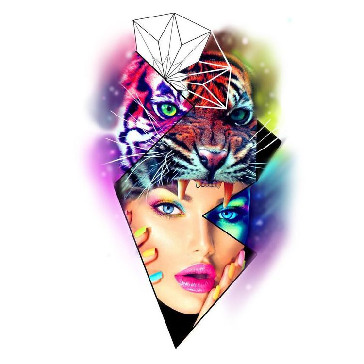 Tatuaż Tymczasowy Wodny Kolorowy Tygrys / Kobieta