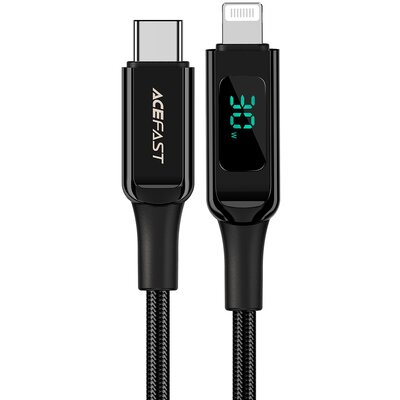 Acefast kabel MFI USB Typ C - Lightning 1,2m, 30W, 3A czarny (C6-01 Black) C6-01-C-L black