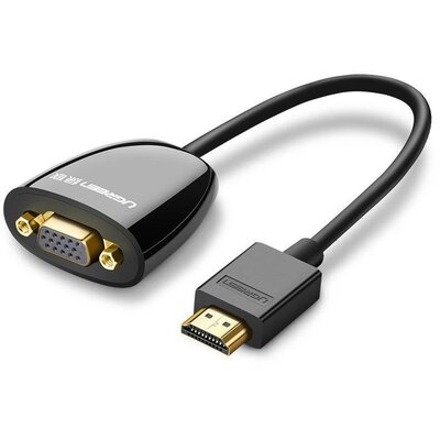 Ugreen Ugreen kabel przewód przejściówka adapter jednokierunkowy z HDMI (męski) do VGA (żeński) FHD czarny (MM105 40253) MM105 40253