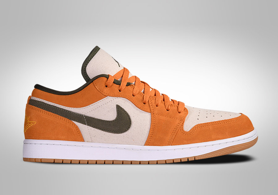 Nike Air Jordan 1 Retro Low Se Suede Orange Olive