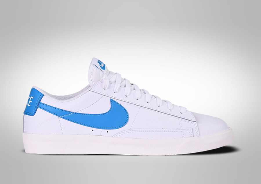 Nike Blazer Low Leather White Blue Swoosh