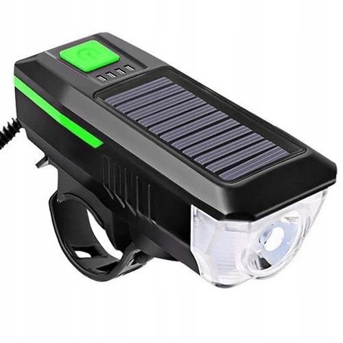 Lampka Rowerowa Solarna Led Usb Klakson Dzwonek