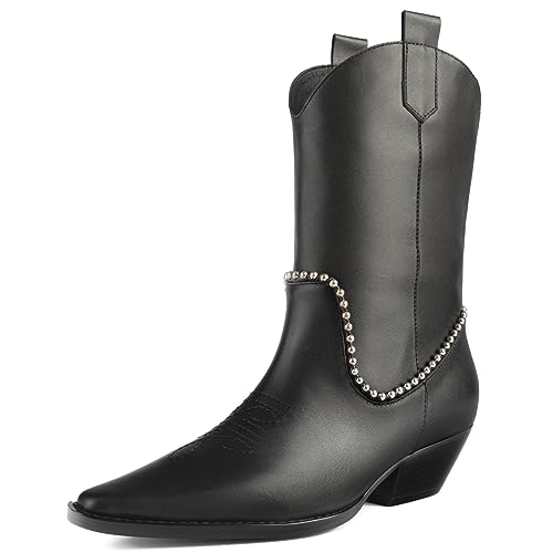 L37 HANDMADE SHOES Damskie botki I kowbojki ze skóry naturalnej I ręcznie wykonane buty I wyjątkowy styl I Let It Rain Western Boot, czarne, 36 EU, czarny, 36 EU