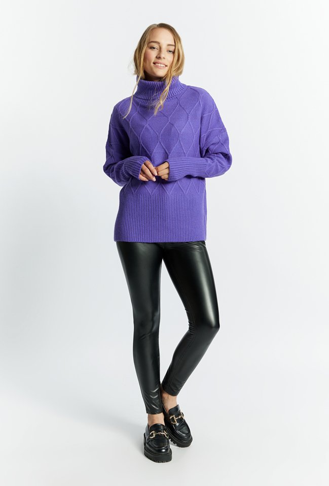 Sweter damski ze splotem - Monnari