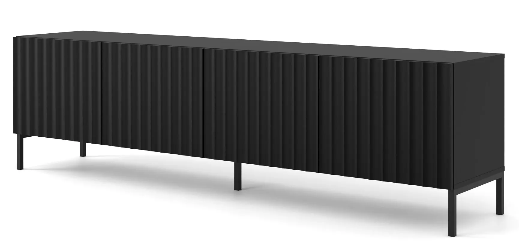 Szafka pod TV z lamelami czarny mat + czarne nóżki K7-D37