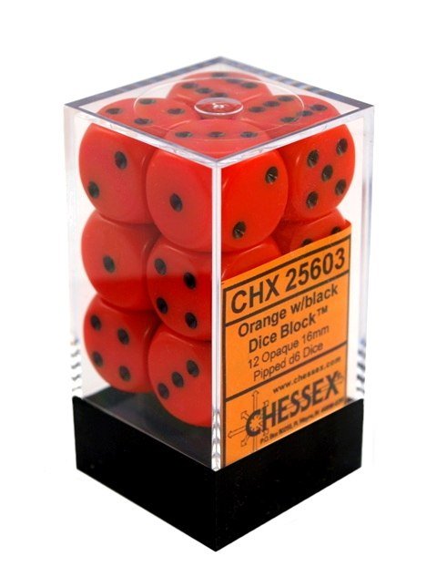 Kostki Orange Chessex K6 16mm 12szt. +pudełko