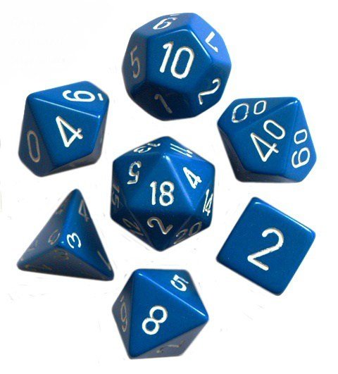 Kości RPG 7 szt. Blue white Chessex + pudełko