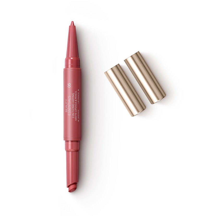 KIKO Milano, Beauty Essentials 2-in-1 Long Lasting Matte Lipstick & Pencil, Matowa Pomadka I Kredka O Trwałości Do 8h 05 Revitalizing Cherry, 0.9g