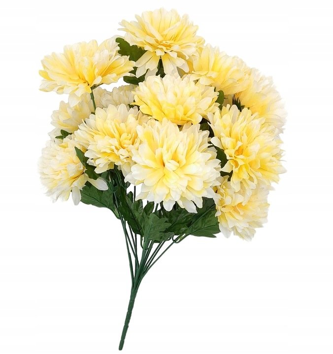 Chryzantema sztuczna bukiet żółte białe 50 cm 14 sztuk