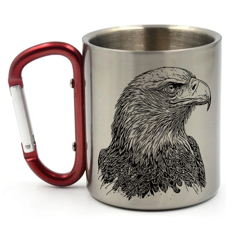 Kubek z nadrukiem Orła, Metalowy Kubek z Karabińczykiem, 300ml