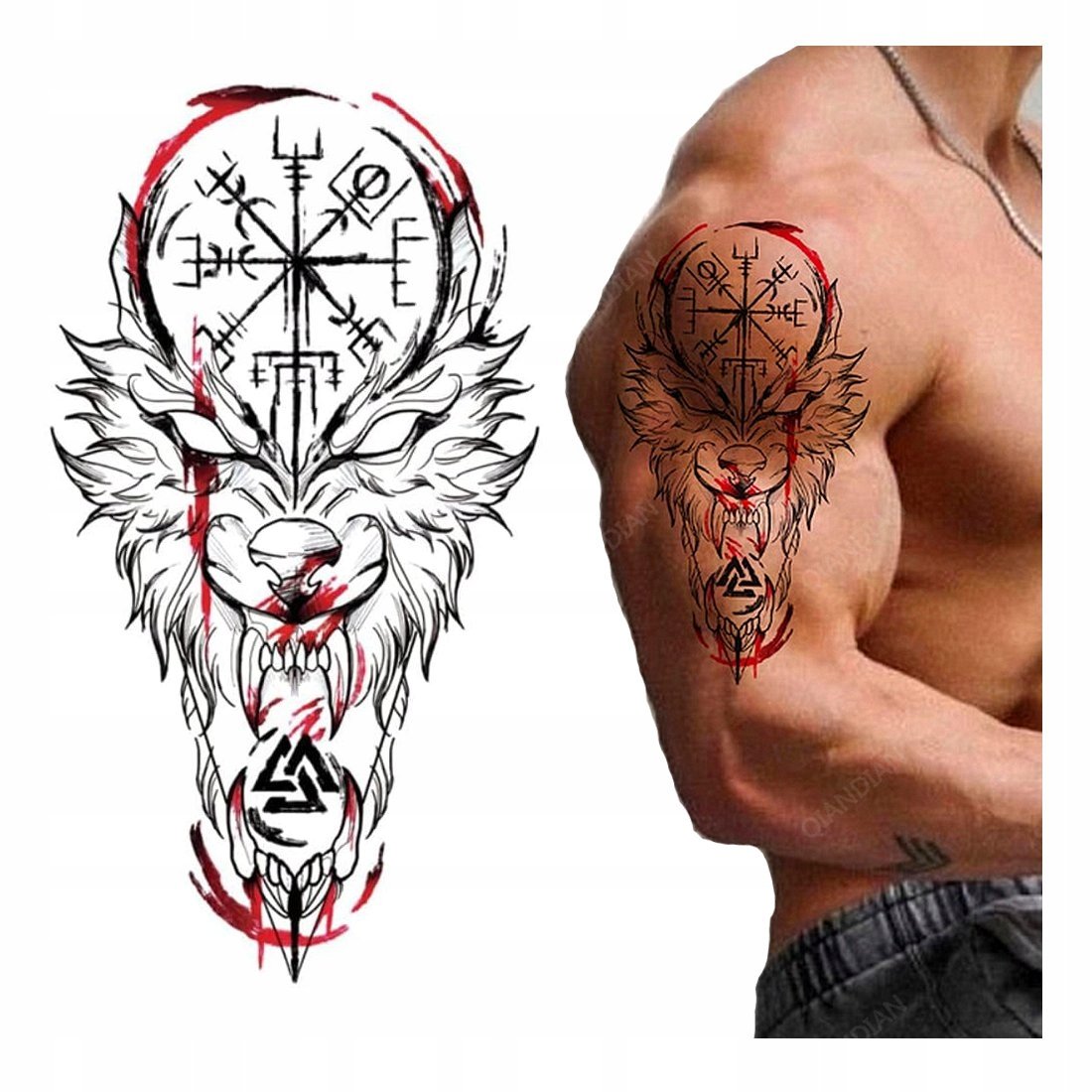 Tatuaż Tymczasowy Wodny Symbol Wilkołaka