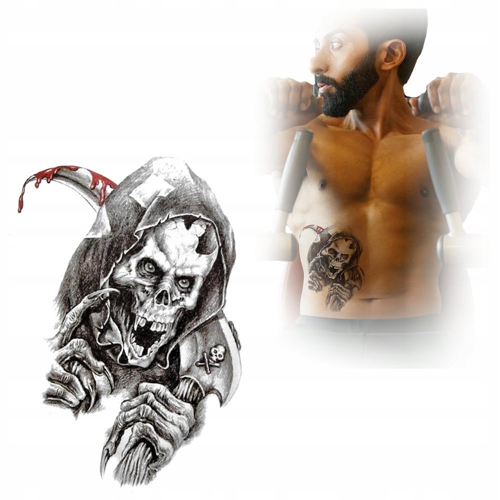 Tatuaż Tymczasowy Wodny Kostucha Śmierć