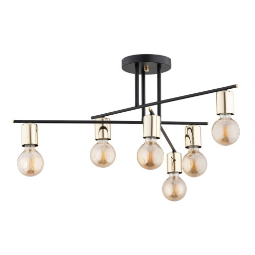Panama lampa sufitowa 6xE27 czarna/złota 63190