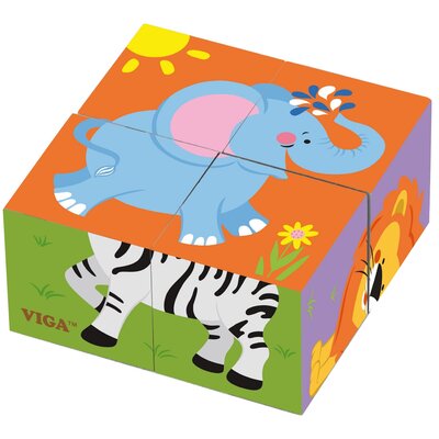 VIGA drewniane kostki puzzle, ZOO