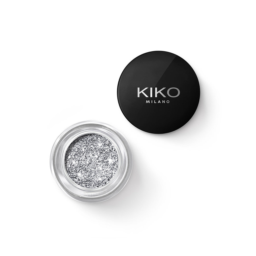 Kiko Milano, Stardust Eyeshadow, Żelowy cień do powiek z biodegradowalnym brokatem 01 Holo Silver, 3.5 g