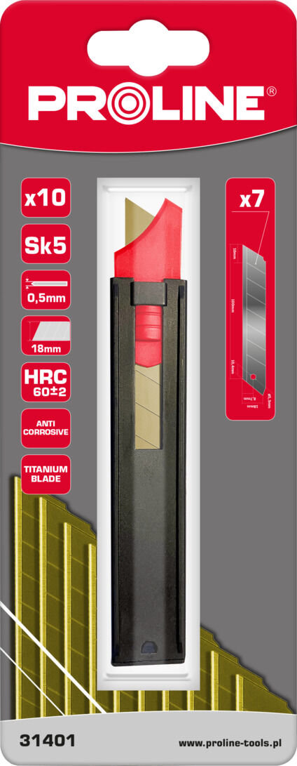 Ostrze Wymienne 18X0,5Mm Sk5 Sztuk 10 Tytanowe Karta Proline