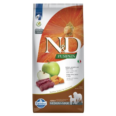 Farmina N&D Medium & Maxi, jeleń z dynią i jabłkiem - 12 kg