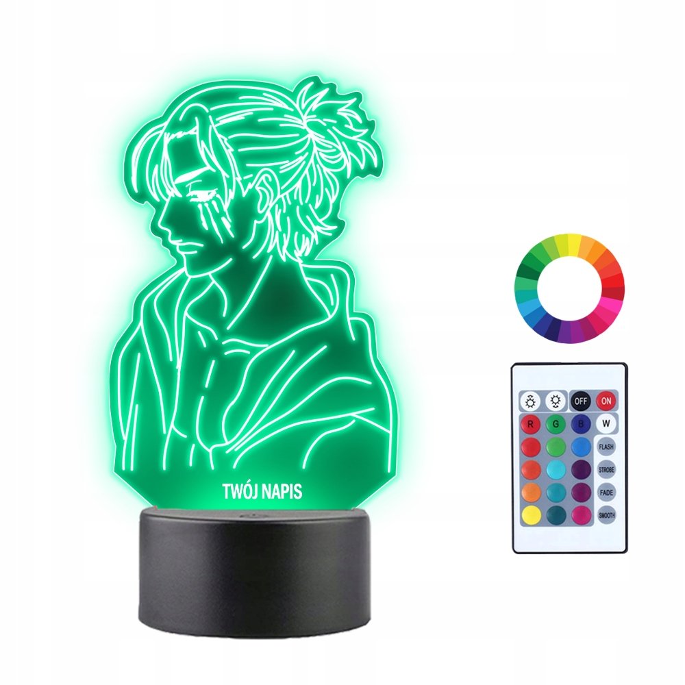 Lampka Nocna 3D LED Eren Yaegar Atak Tytanów Anime
