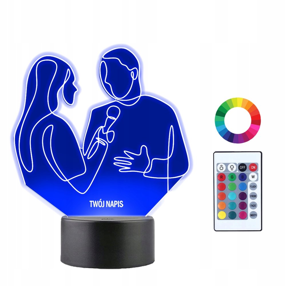 Lampka Nocna 3D LED Dziennikarstwo Dziennikarka
