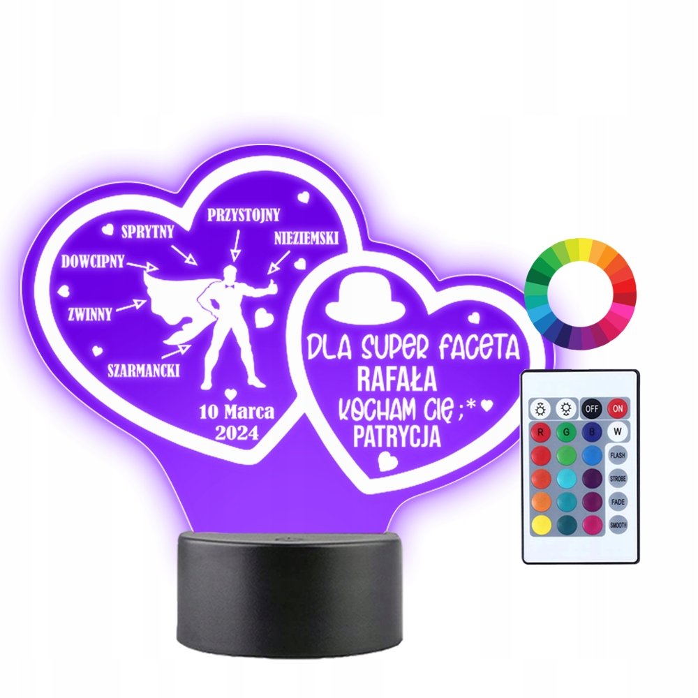 Lampka Nocna 3D LED Dzień Super Faceta Prezent