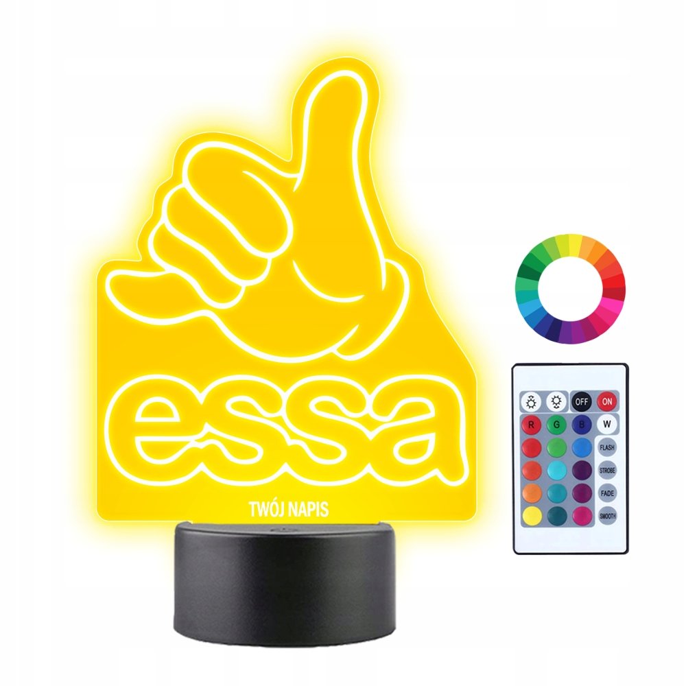 Lampka Nocna 3D LED Essa Znak Mem Prezent