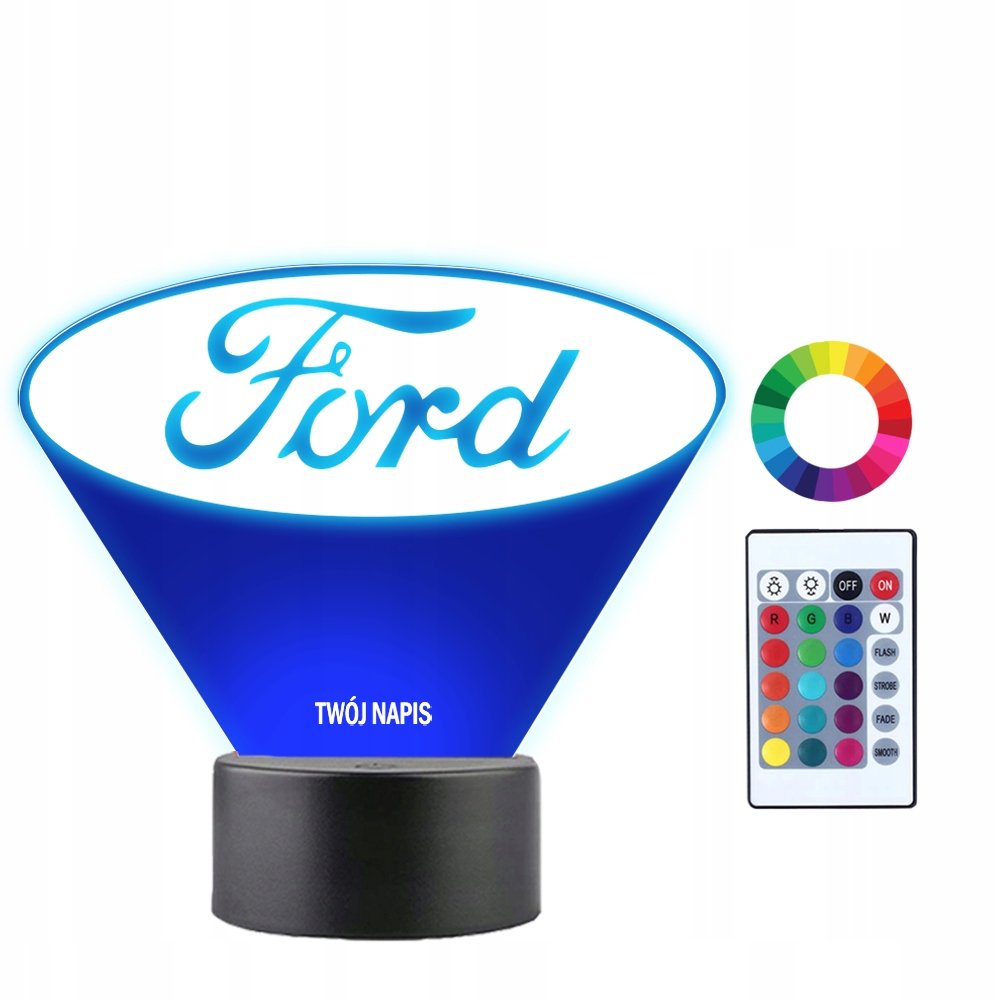 Lampka Nocna 3D LED Ford Auto Logo Prezent