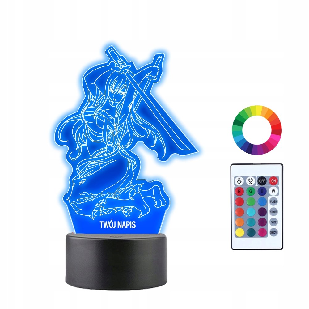 Lampka Nocna 3D LED Erza Scarlet Fairy Tail