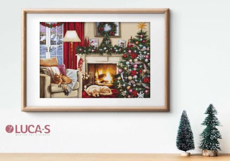 Haft krzyżykowy - Zestaw do haftu - Świąteczne wnętrze