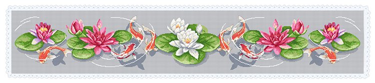 Haft krzyżykowy - Zestaw do haftu - Długi bieżnik z nenufarami
