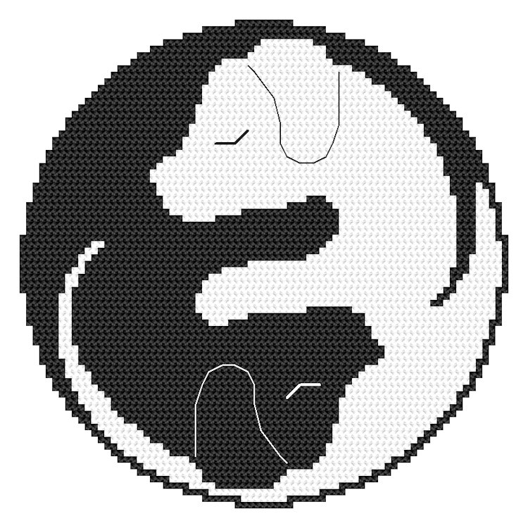 Haft krzyżykowy - Zestaw do haftu - Yin yang pies