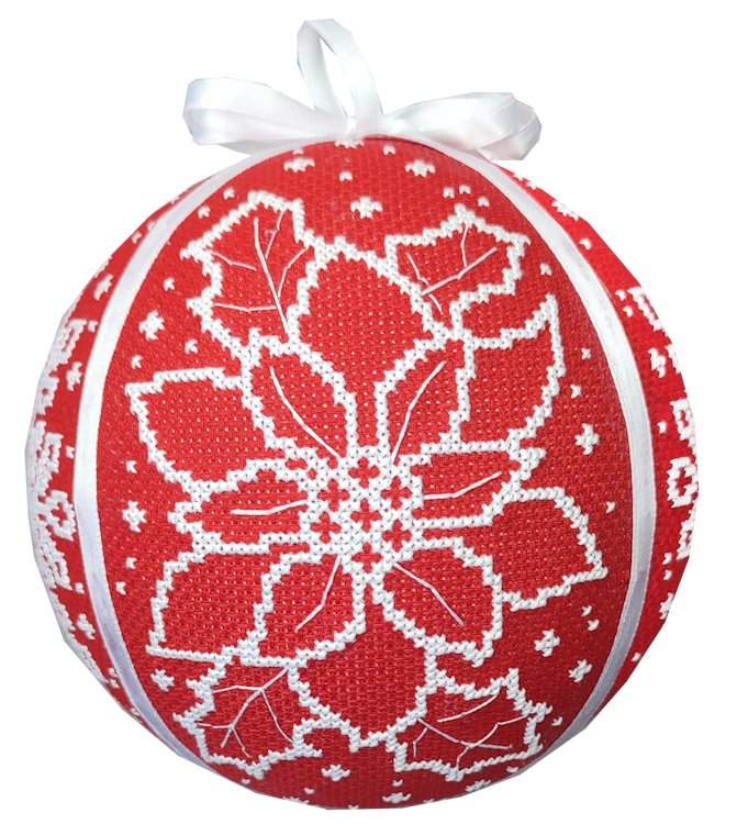 Haft krzyżykowy - Zestaw do haftu - Bombka z poinsecją