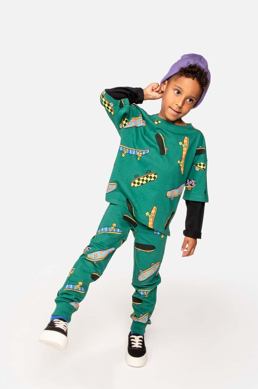 Coccodrillo spodnie dresowe dziecięce kolor zielony wzorzyste