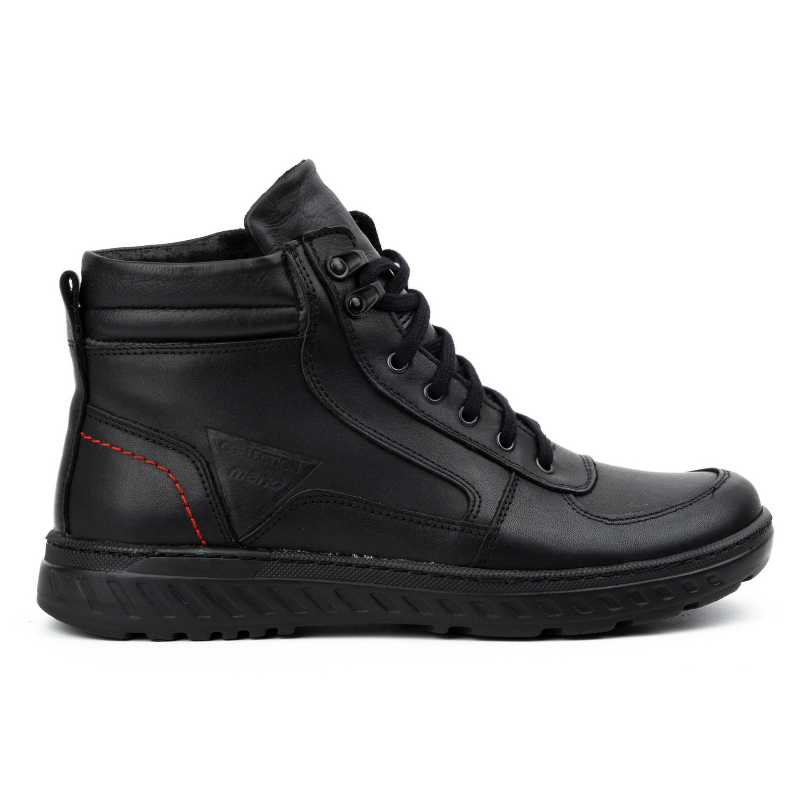 Buty zimowe męskie trzewiki skórzane 950MP czarne - Buty Olivier